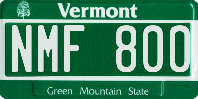 VT license plate NMF800