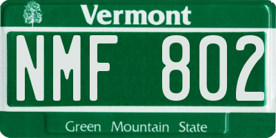 VT license plate NMF802