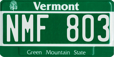 VT license plate NMF803