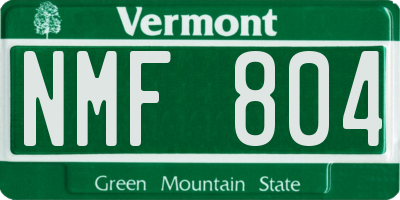 VT license plate NMF804