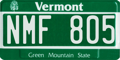 VT license plate NMF805