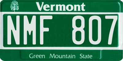 VT license plate NMF807