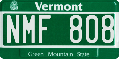 VT license plate NMF808