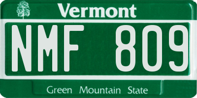 VT license plate NMF809
