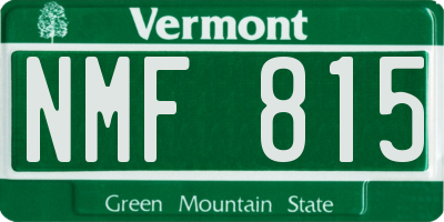 VT license plate NMF815