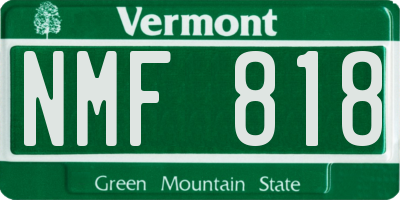VT license plate NMF818