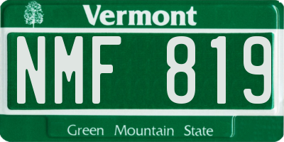 VT license plate NMF819