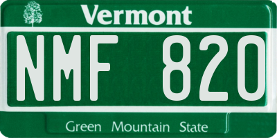 VT license plate NMF820