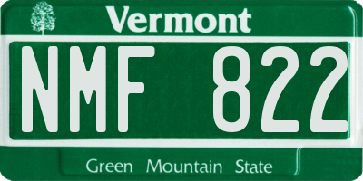 VT license plate NMF822