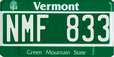 VT license plate NMF833