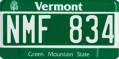 VT license plate NMF834