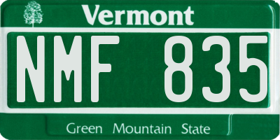 VT license plate NMF835
