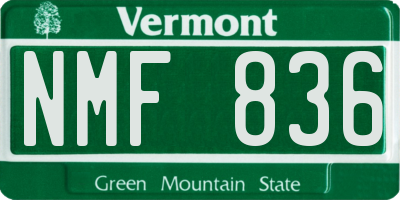 VT license plate NMF836