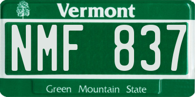 VT license plate NMF837