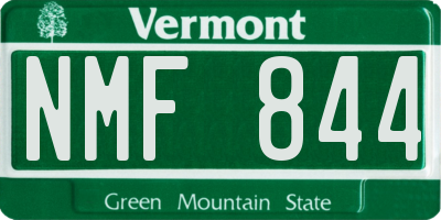 VT license plate NMF844