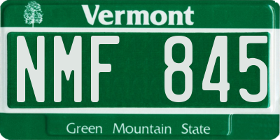 VT license plate NMF845