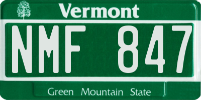 VT license plate NMF847