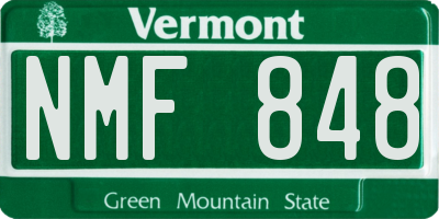 VT license plate NMF848