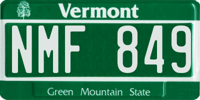 VT license plate NMF849