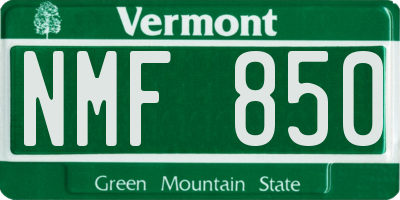 VT license plate NMF850