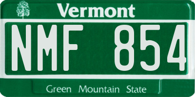 VT license plate NMF854