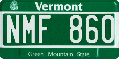 VT license plate NMF860