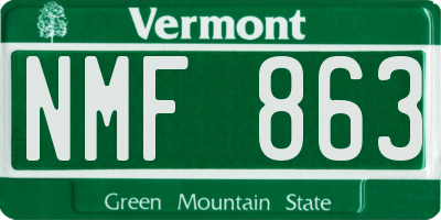 VT license plate NMF863