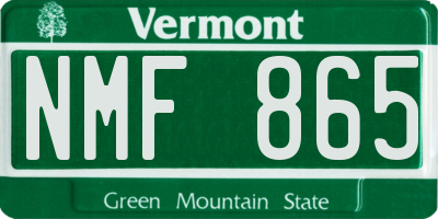 VT license plate NMF865