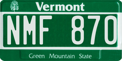 VT license plate NMF870