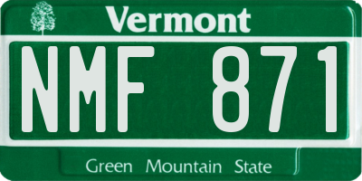 VT license plate NMF871