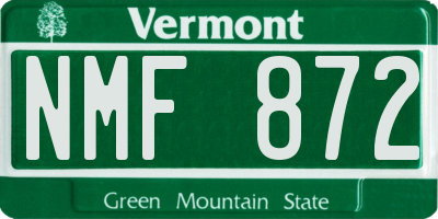 VT license plate NMF872