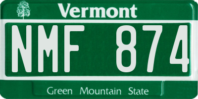 VT license plate NMF874