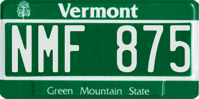 VT license plate NMF875