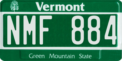VT license plate NMF884