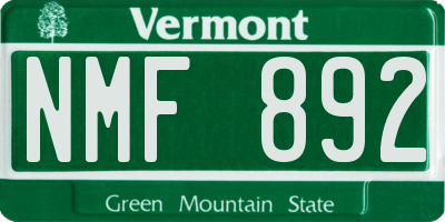 VT license plate NMF892