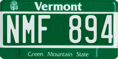 VT license plate NMF894