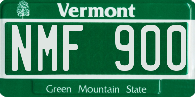 VT license plate NMF900