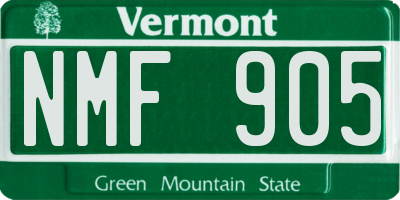 VT license plate NMF905