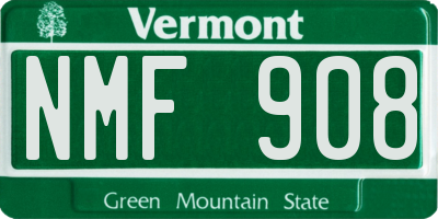 VT license plate NMF908