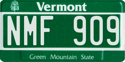 VT license plate NMF909