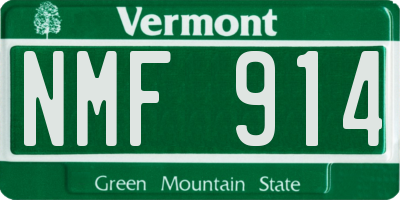 VT license plate NMF914