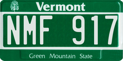 VT license plate NMF917