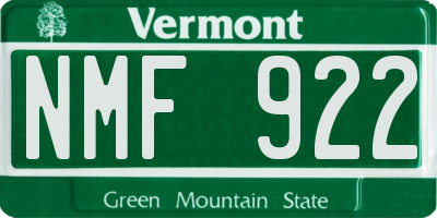 VT license plate NMF922