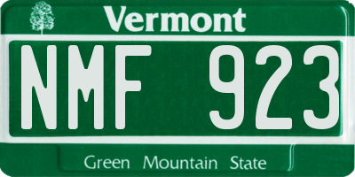 VT license plate NMF923
