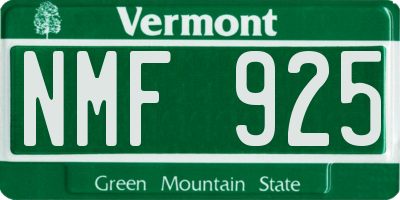 VT license plate NMF925