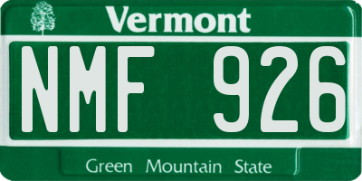 VT license plate NMF926