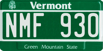 VT license plate NMF930