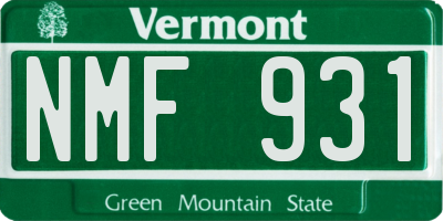 VT license plate NMF931