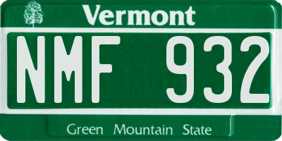 VT license plate NMF932