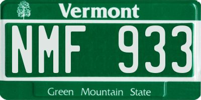 VT license plate NMF933